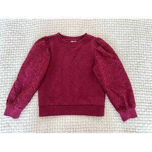 Janie & Jack Burgundy Eyelet Sleeve Sweatshirt